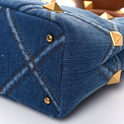 Valentino Garavani Denim Small Roman Stud The Handle Bag Light Denim Selleria 9 of 10