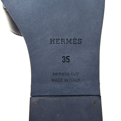 Hermes Box Calfskin Oran Sandals 35 Black 5 of 6