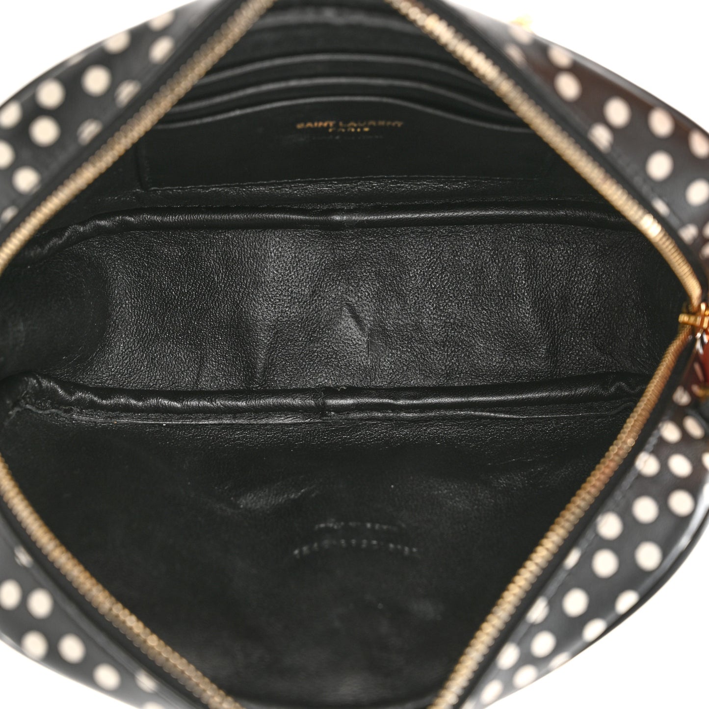 Calfskin Printed Polka Dot Mini Lou Camera Bag Black Crema Soft