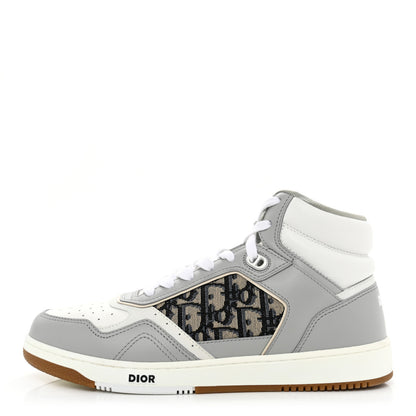 Christian Dior Smooth Calfskin Jacquard Oblique Mens B27 Mid Top Sneakers 41 Beige Blue 1 of 8