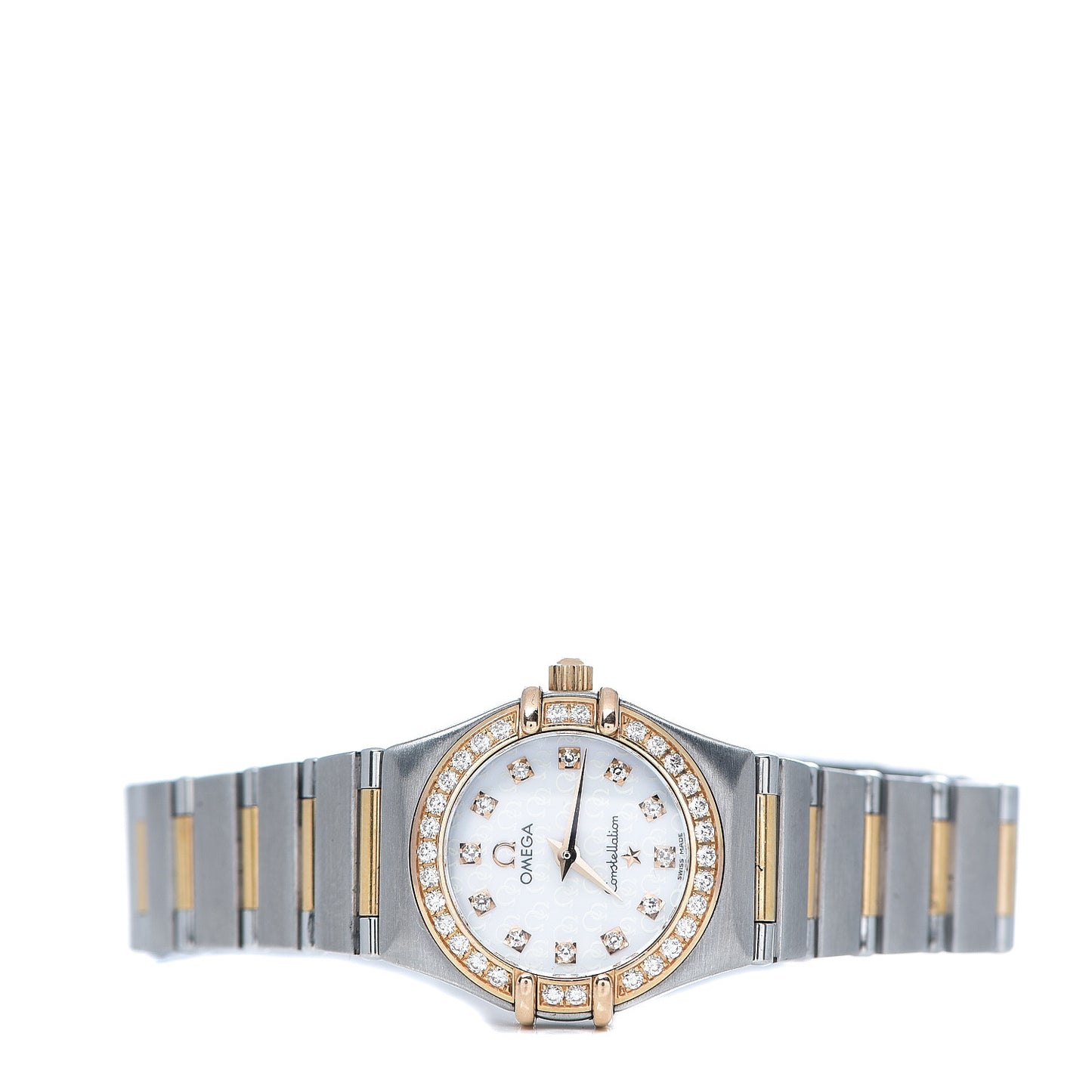 Stainless Steel 18K Red Gold Diamond Bezel Mother of Pearl 23mm Constellation Quartz Watch 895.1203