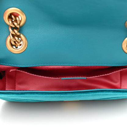 Gucci Velvet Matelasse Mini GG Marmont Shoulder Bag Pavone Cyan 5 of 10