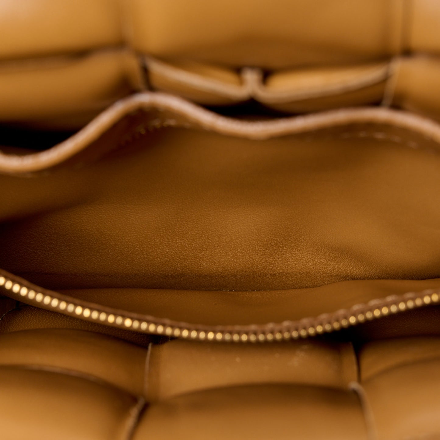 Nappa Maxi Intreccio Padded Cassette Crossbody Bag Caramel