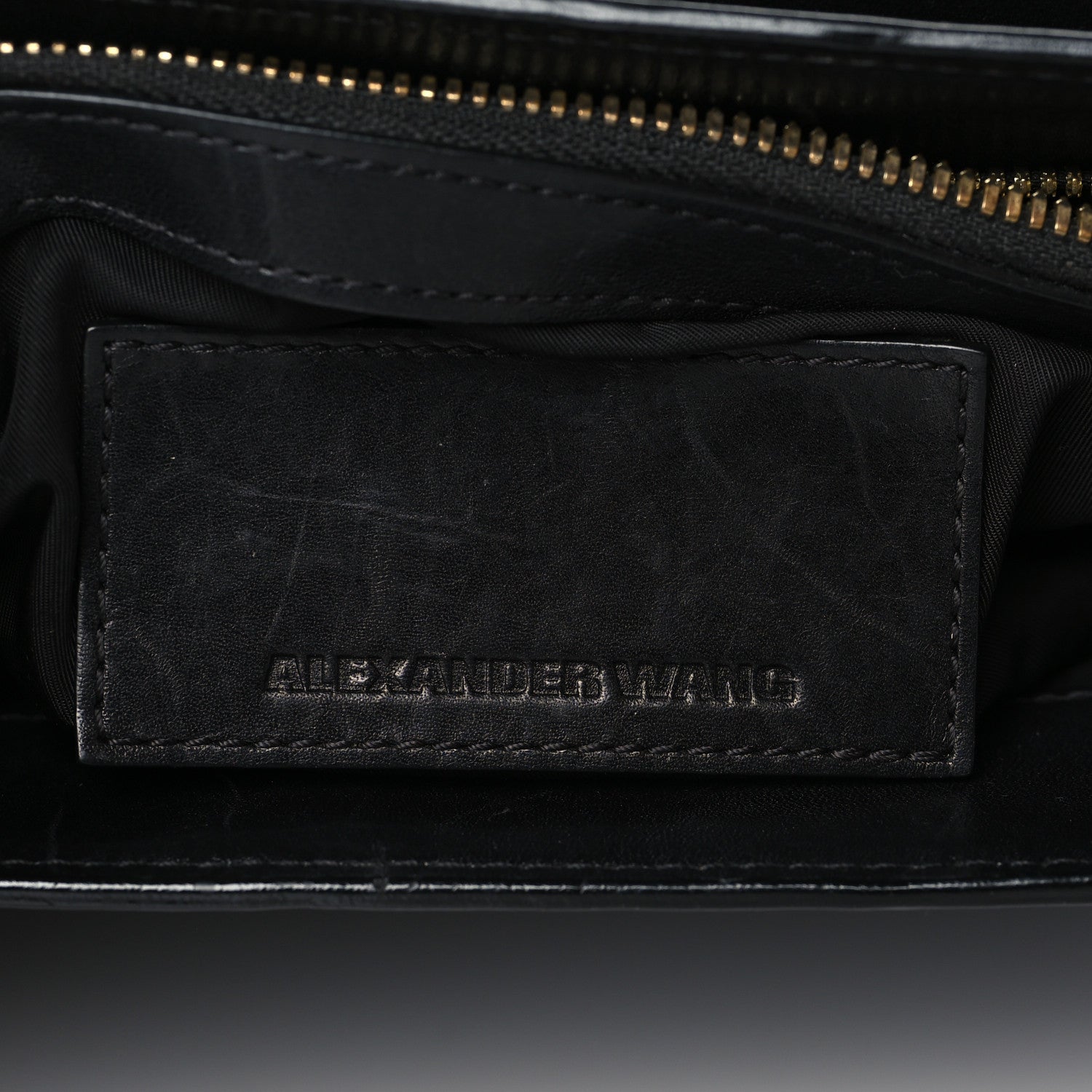 Alexander Wang Calfskin Crocodile Embossed Small Lia Sling Black Pale Gold Hardware 6 of 13
