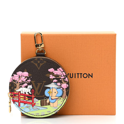 Louis Vuitton Monogram 2021 Christmas Animation Japanese Garden Round Coin Purse Wisteria Pink 7 of 7