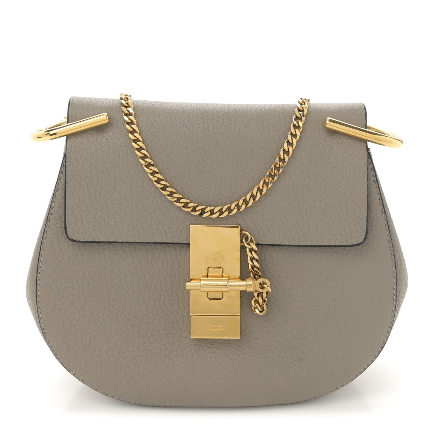 Grained Lambskin Mini Drew Shoulder Bag Motty Grey