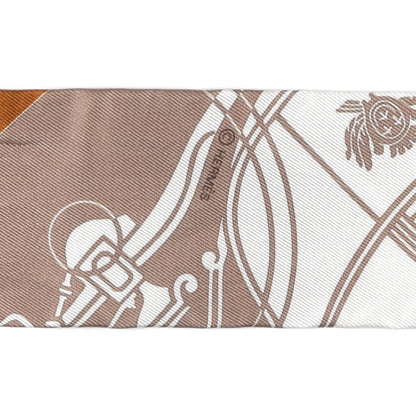 Hermes Silk Ex-Libris Twilly Beige White Caramel 3 of 4