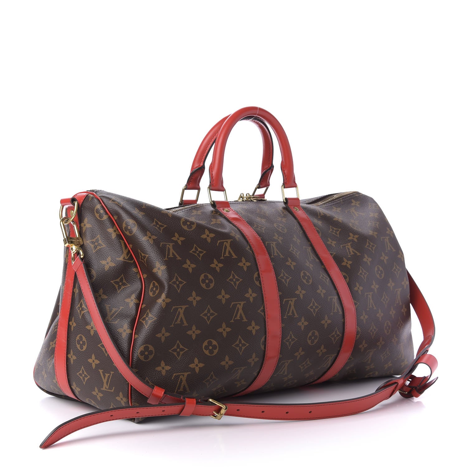 Louis Vuitton Calfskin Monogram Keepall Bandouliere 50 Coquelicot 2 of 8