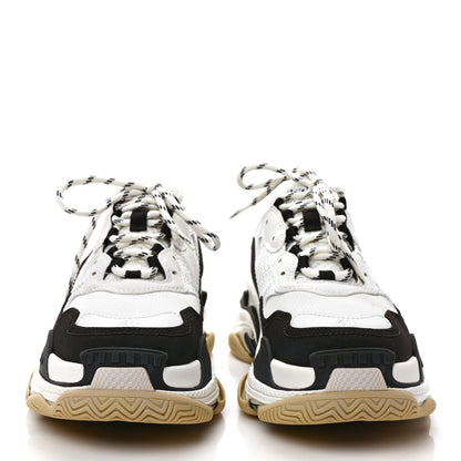 Balenciaga Fabric Mesh Womens Triple S Sneakers 40 White Black 2 of 9
