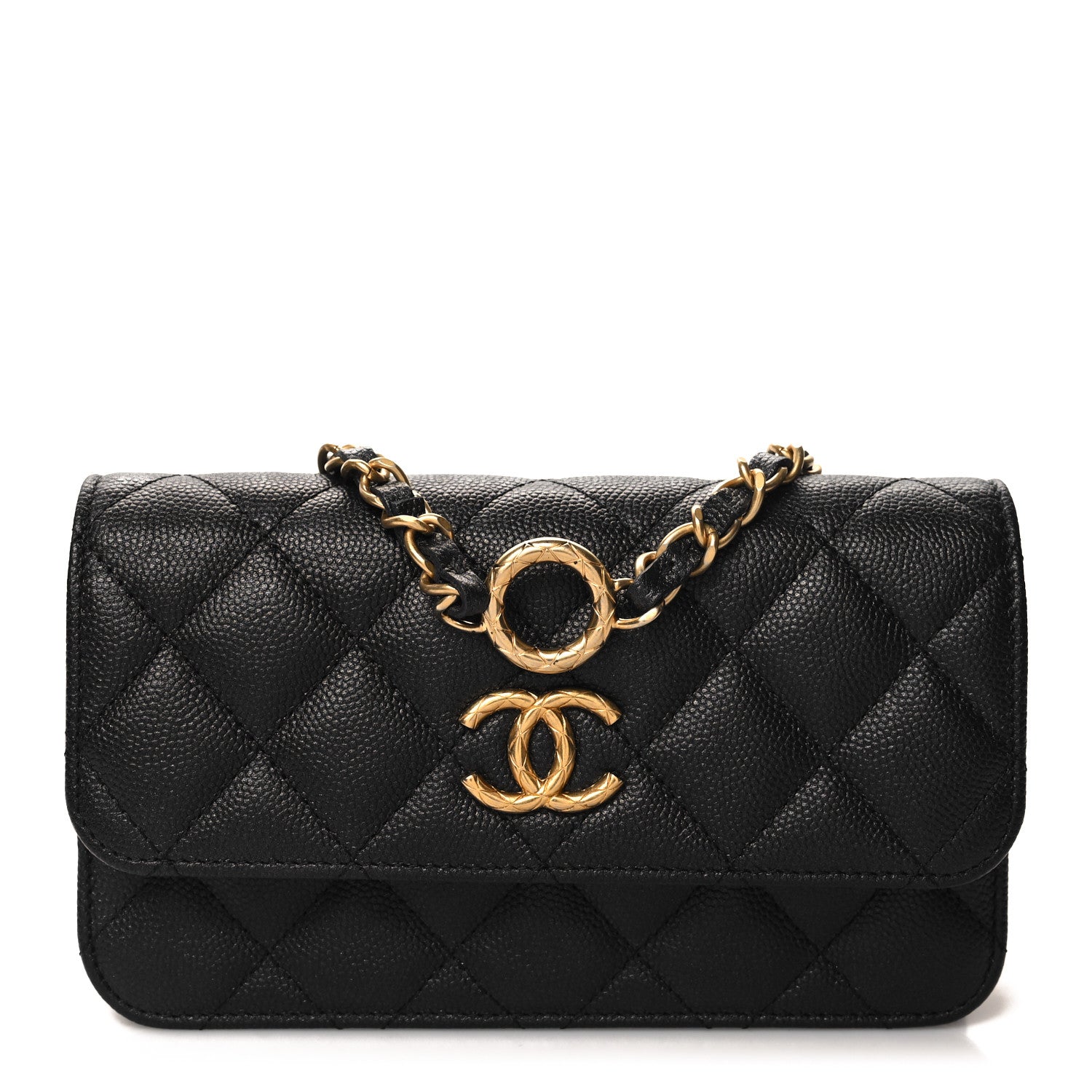 Chanel Caviar Quilted Dynasty Flap Phone Holder With Chain Black 1 of 11