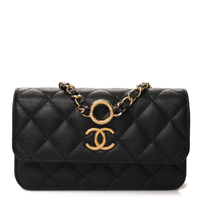 Chanel Caviar Quilted Dynasty Flap Phone Holder With Chain Black 1 of 11