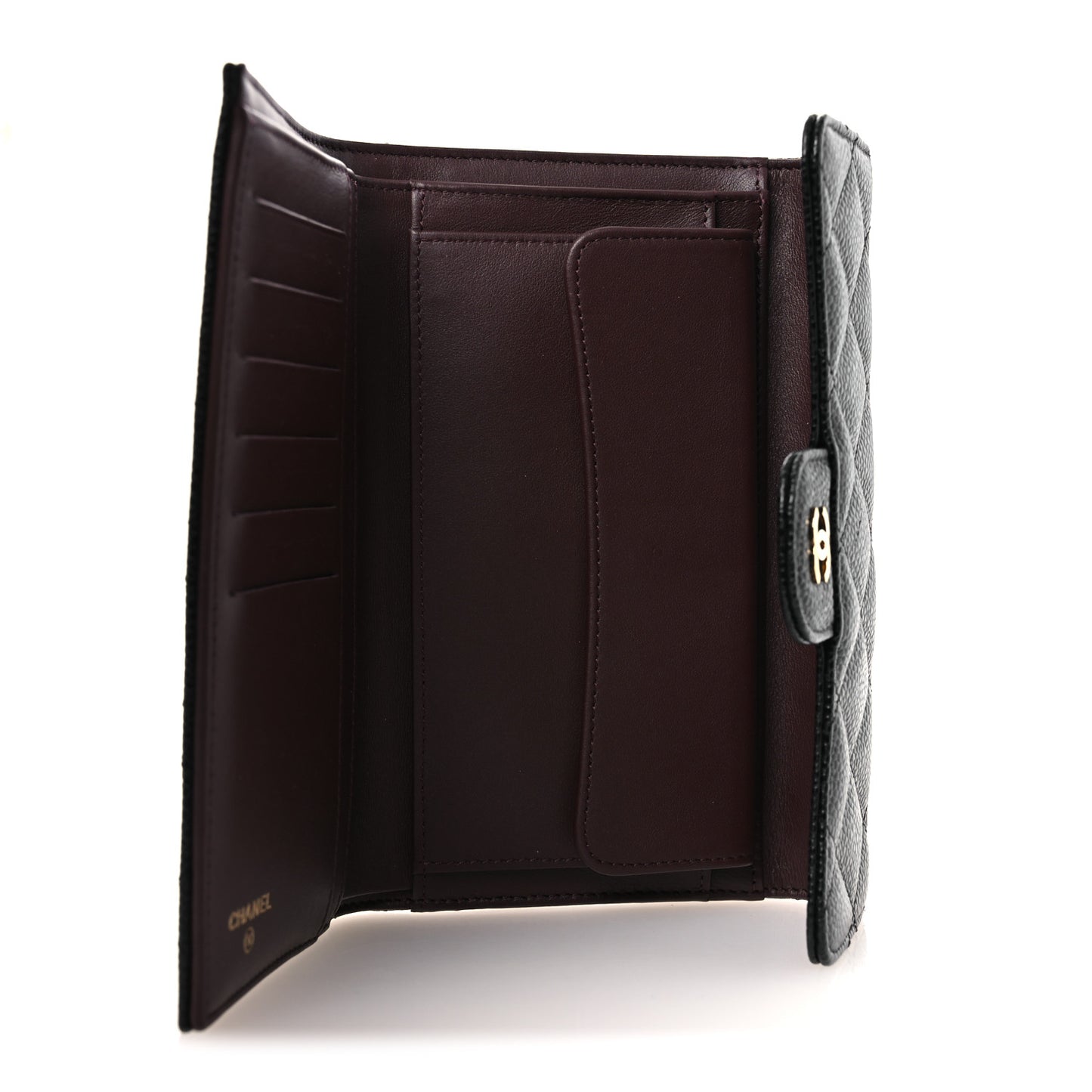 Caviar Quilted Large Flap Wallet Black