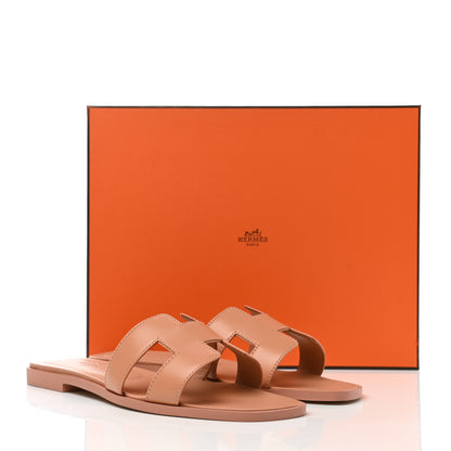 Hermes Box Calfskin Oran Sandals 37.5 Granit Rose 9 of 9