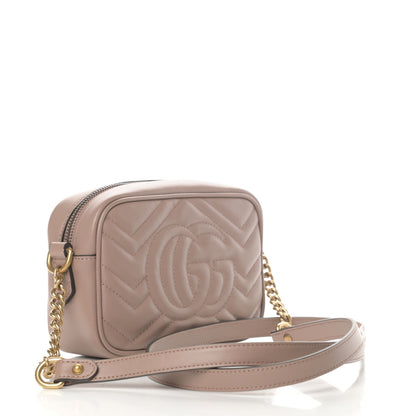 Gucci Calfskin Matelasse Mini GG Marmont Chain Shoulder Bag Porcelain Rose 3 of 11