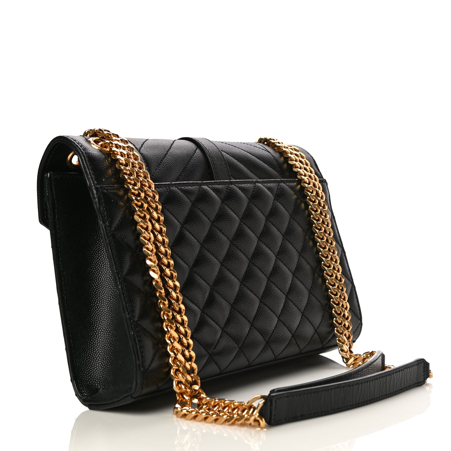 Saint Laurent Grain De Poudre Textured Mixed Matelasse Triquilt Medium Monogram Satchel Black 3 of 11