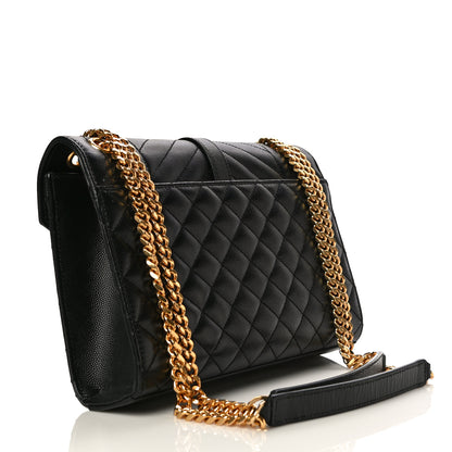 Saint Laurent Grain De Poudre Textured Mixed Matelasse Triquilt Medium Monogram Satchel Black 3 of 11