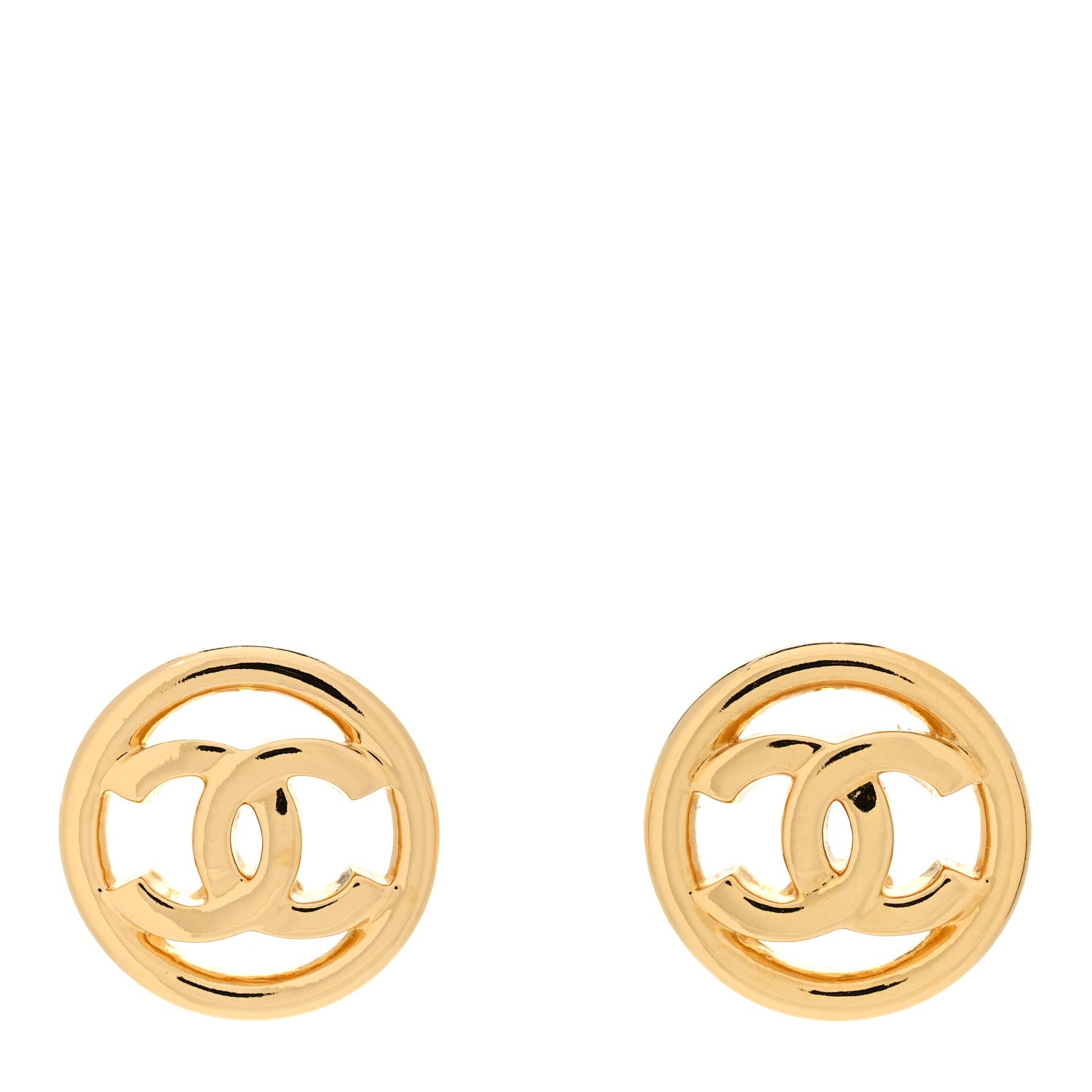 Chanel Metal CC Round Earrings Gold 1 of 5