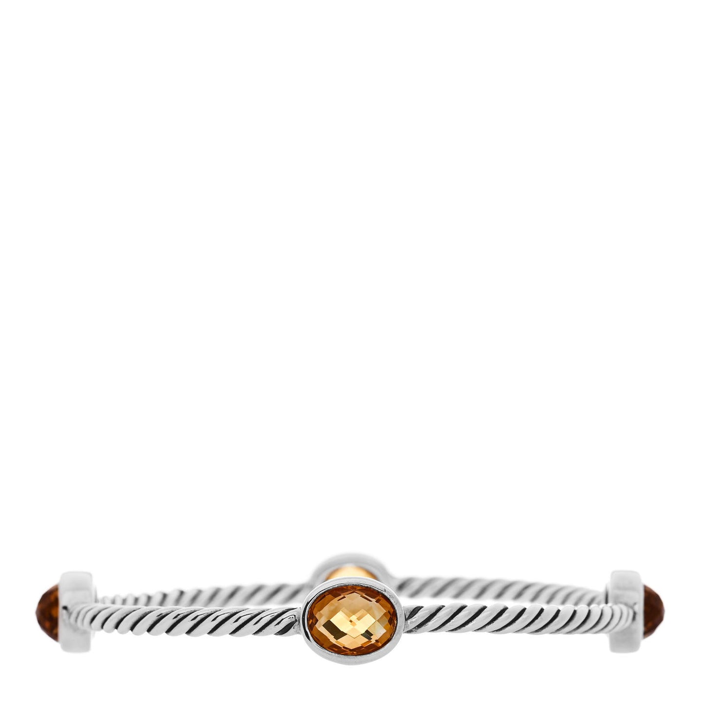 Sterling Silver Citrine 3mm 4 Station Bangle Bracelet