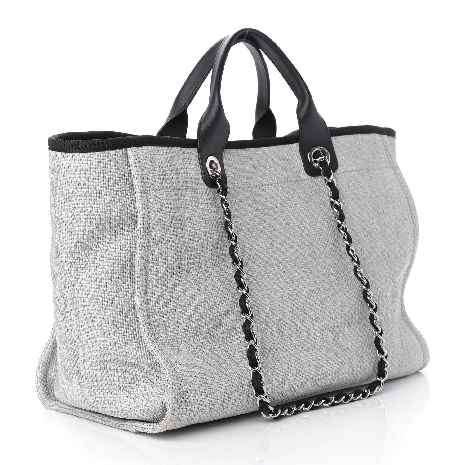 Chanel Woven Straw Raffia Medium Deauville Tote Grey 3 of 9