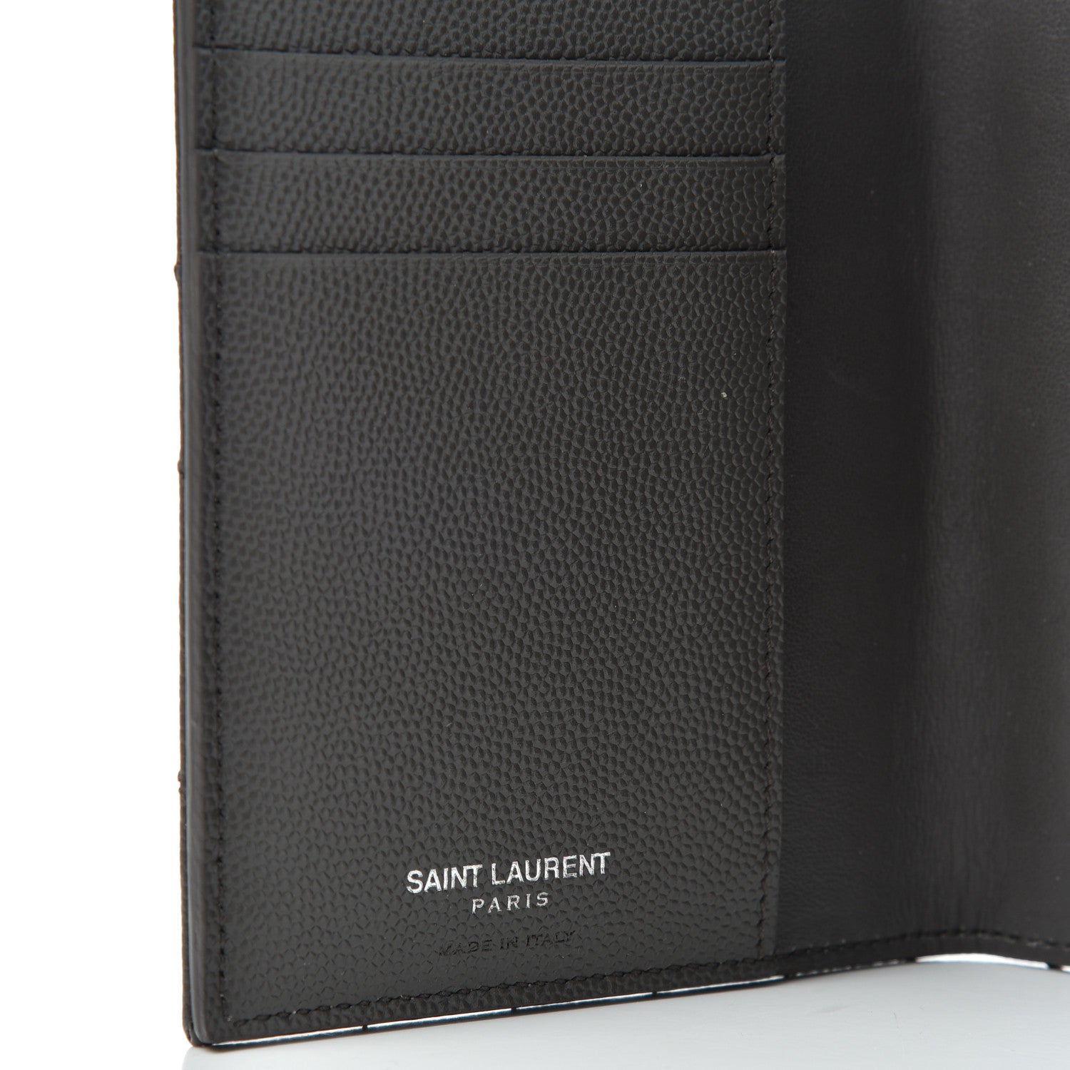 Saint Laurent Grain De Poudre Matelasse Chevron Small Monogram Passport Case Earth 6 of 6