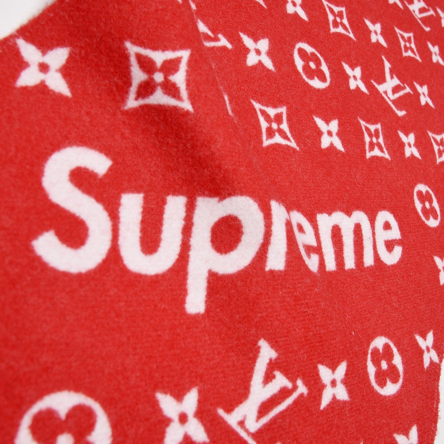 X SUPREME Cashmere Wool Monogram Scarf Red
