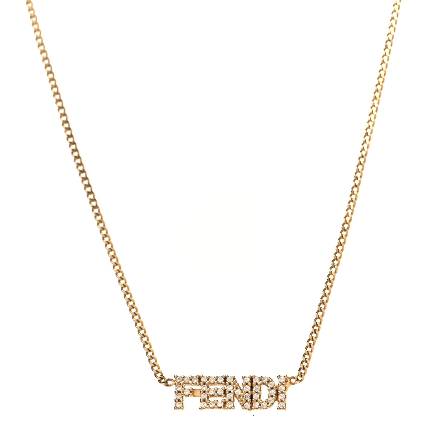 Metal Logo Charm Necklace Gold