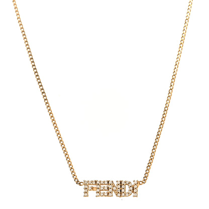 Fendi Metal Logo Charm Necklace Gold 1 of 5