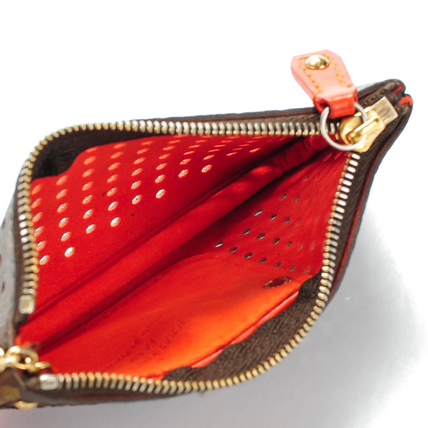 Monogram Perforated Key Pouch Orange