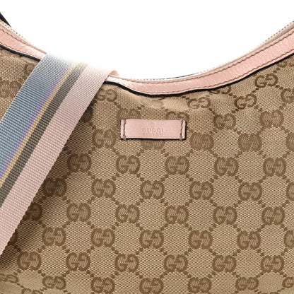 Gucci Monogram Web Medium Half Moon Hobo Gold Pink 8 of 10