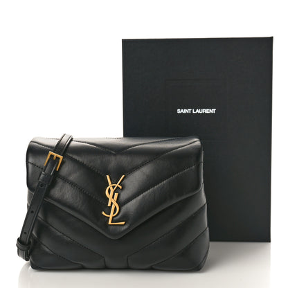 Saint Laurent Calfskin Y Quilted Monogram Toy Loulou Crossbody Bag Black 12 of 12