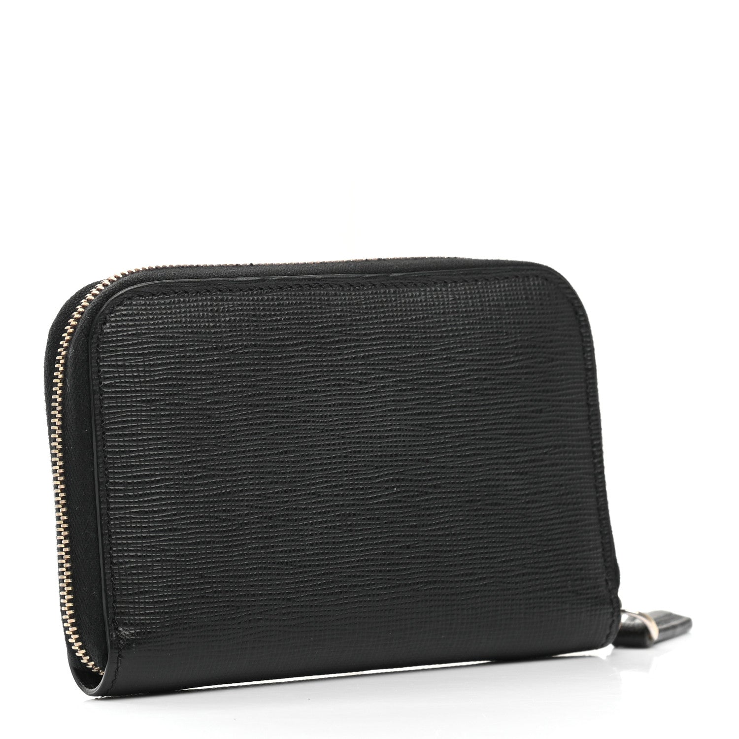 Fendi Vitello Elite Crystal Monster Eyes Mini Zip Around Wallet Black 3 of 8