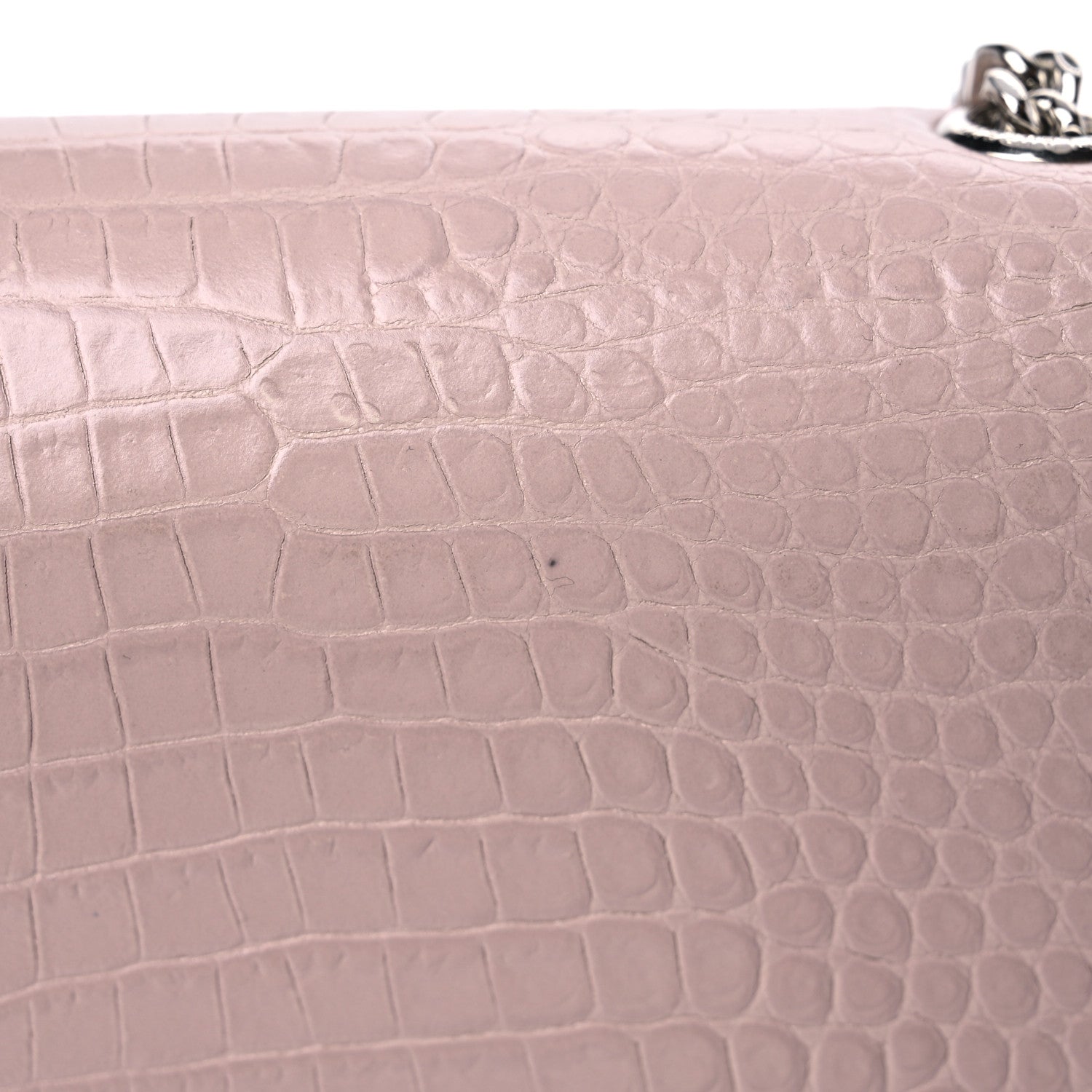 Saint Laurent Calfskin Crocodile Embossed Medium Classic Monogram Kate Tassel Satchel Powder Pink 13 of 13