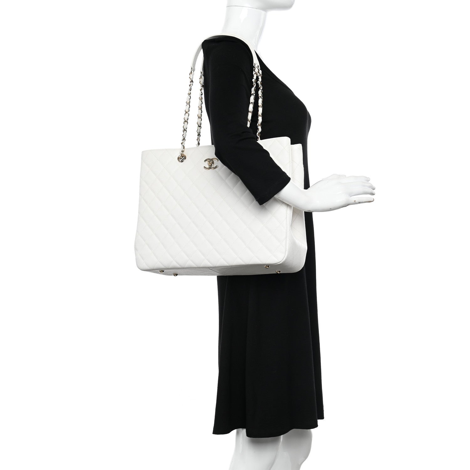 Chanel Caviar Quilted Large Classic Shopping Tote White 2 of 10