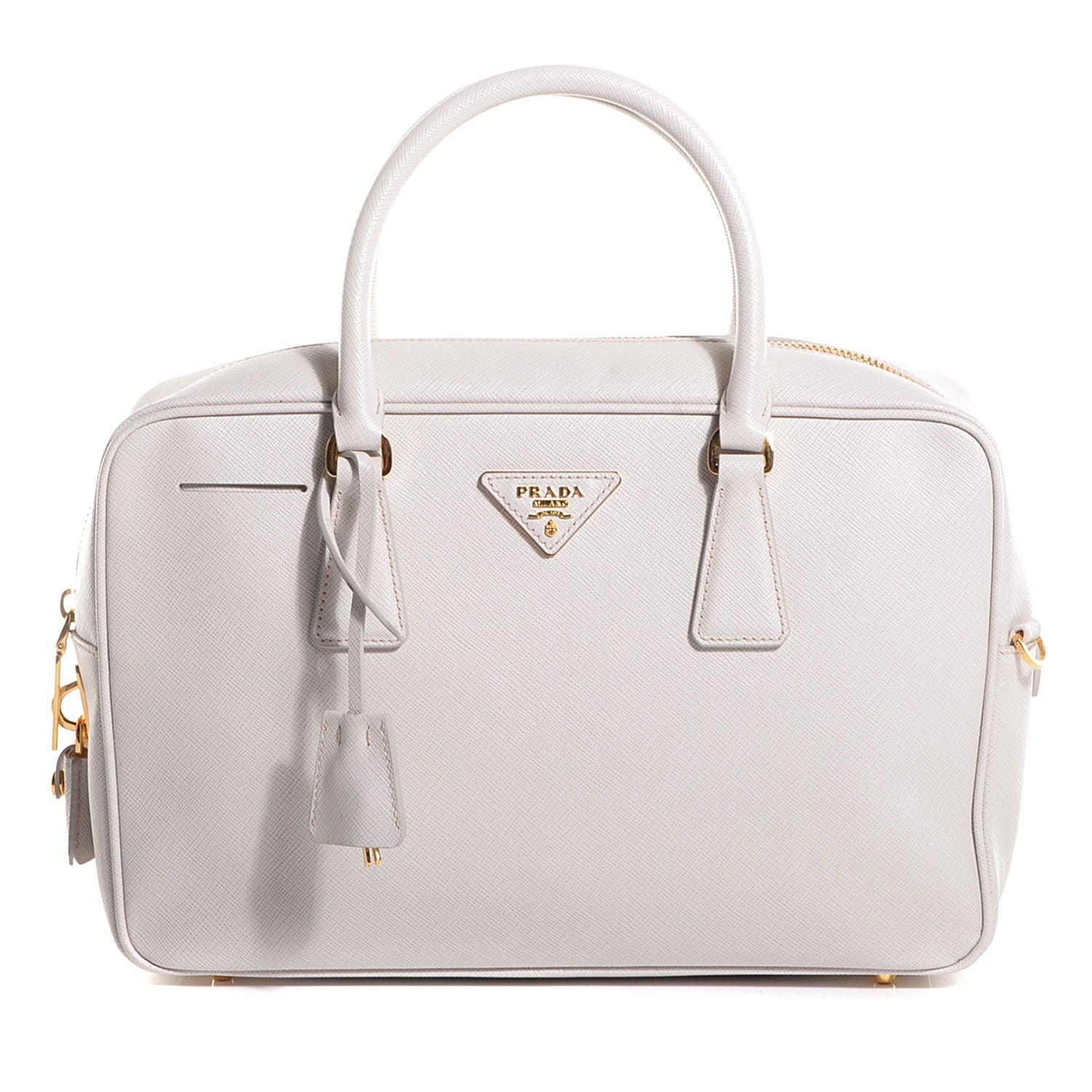Prada Saffiano Lux Bowler Talco White 1 of 9