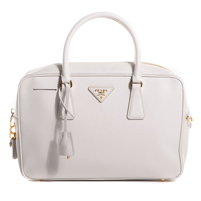 Prada Saffiano Lux Bowler Talco White 1 of 9