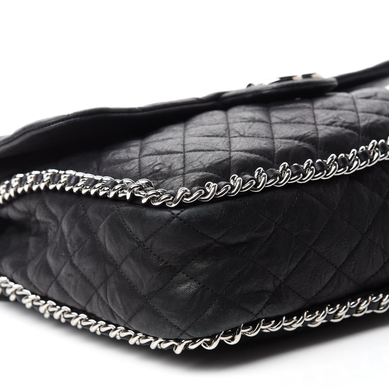 Chanel Washed Lambskin Quilted Maxi Chain Around Flap Black 6 of 10