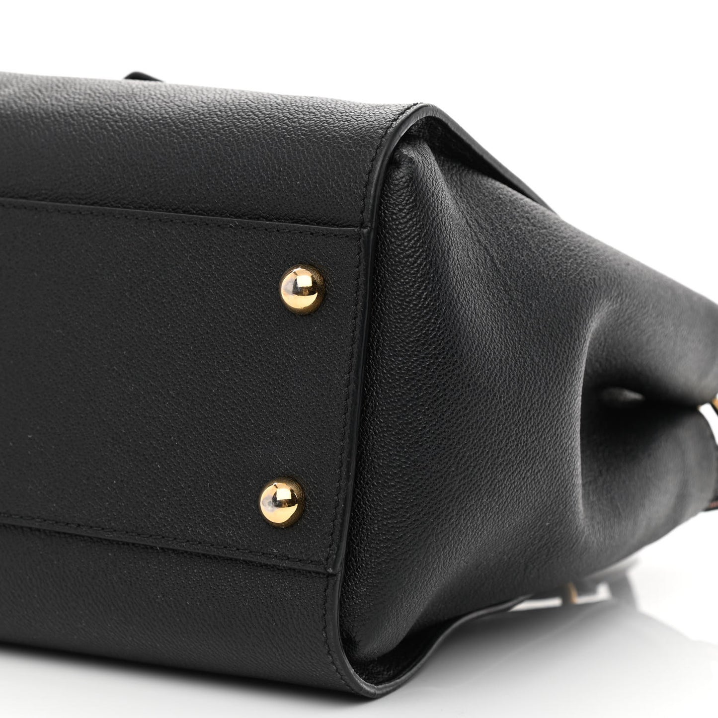 Soft Grain Calfskin Medium Buckle Tote Black