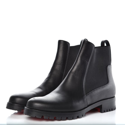 Christian Louboutin Calfskin Marchacroche Flat Chelsea Boots 37.5 Black 3 of 7