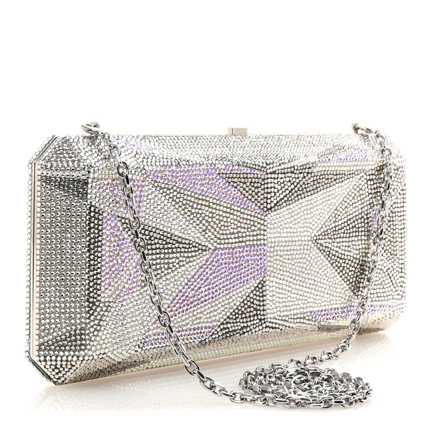 Swarovski Crystal Slim Clutch Silver Multicolor