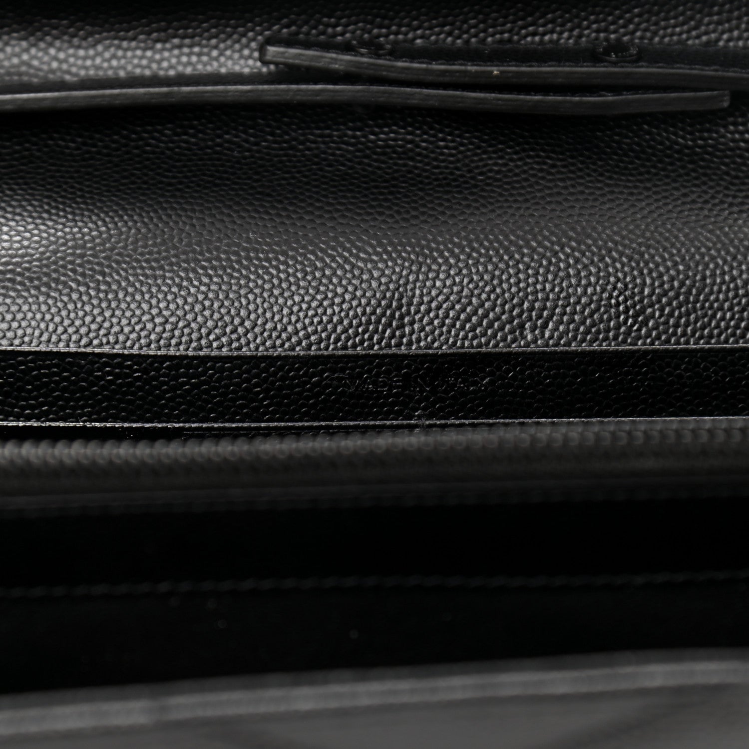 Saint Laurent Grain De Poudre Matelasse Chevron Monogram Chain Wallet Black 7 of 11