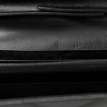 Saint Laurent Grain De Poudre Matelasse Chevron Monogram Chain Wallet Black 7 of 11