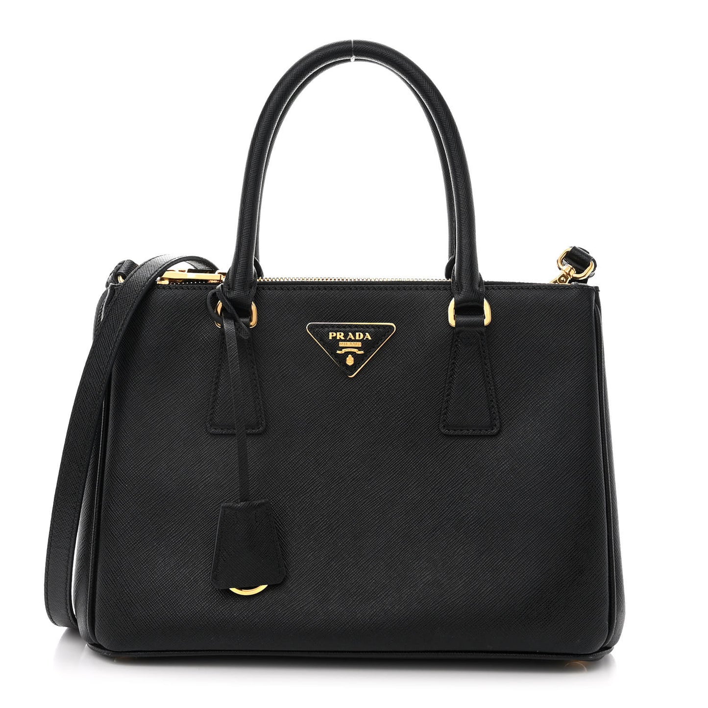 Saffiano Small Galleria Double Zip Tote Black
