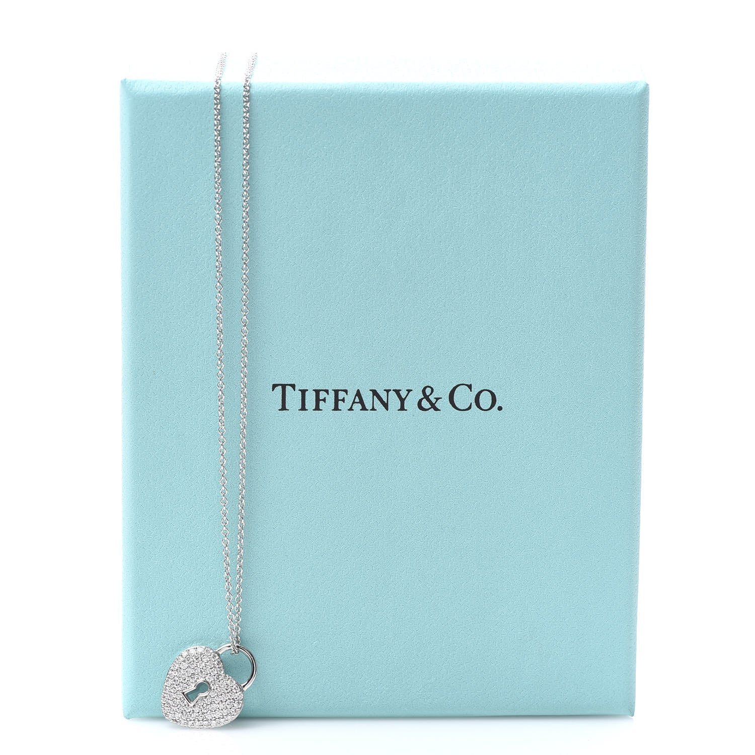 Tiffany Platinum Diamond Small Heart Lock Pendant Necklace 7 of 7