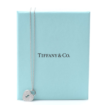 Tiffany Platinum Diamond Small Heart Lock Pendant Necklace 7 of 7
