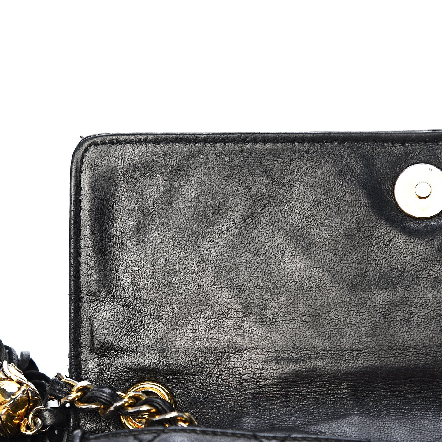 Lambskin Quilted CC Tassel Shoulder Flap Black