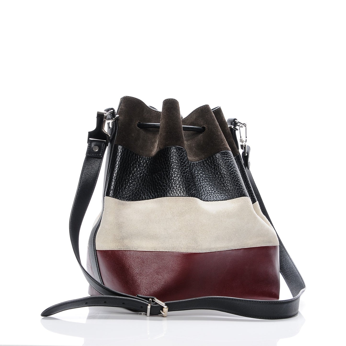 Suede Calfskin Patchwork Large Bucket Bag Multicolor