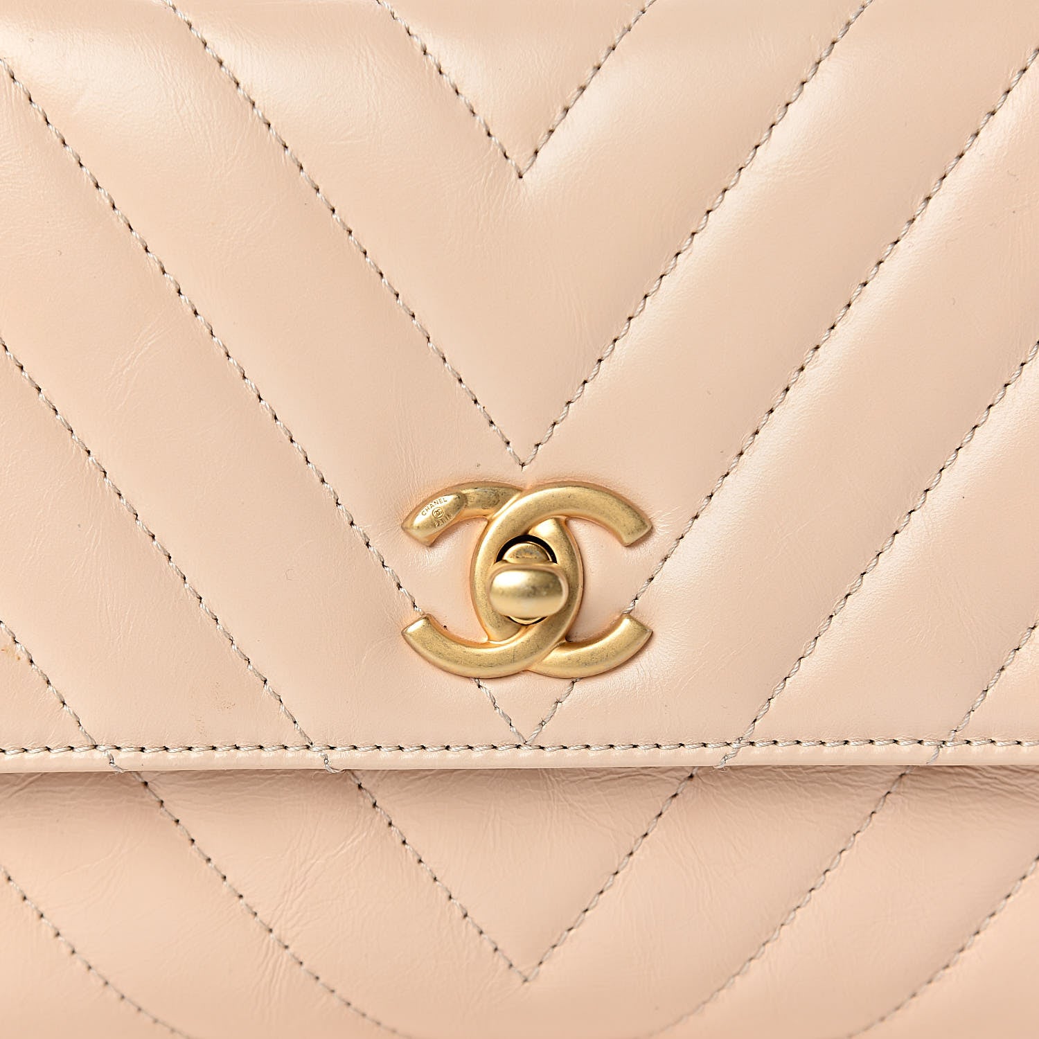 Chanel Calfskin Lizard Chevron Quilted Mini Coco Handle Flap Beige 10 of 10