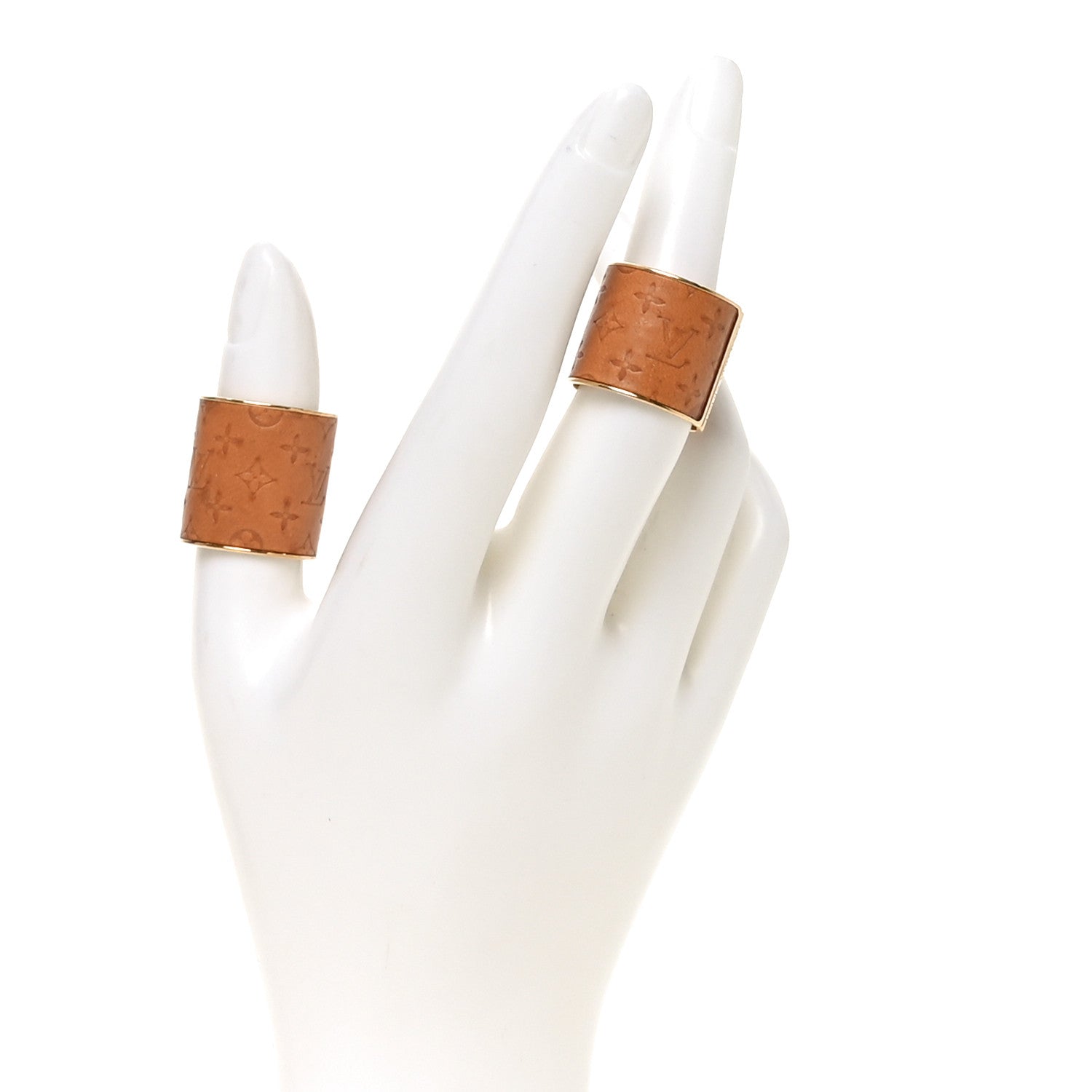 Louis Vuitton Calfskin Monogram Embossed Skin 2 Ring Set M 46/3.75 2 of 4