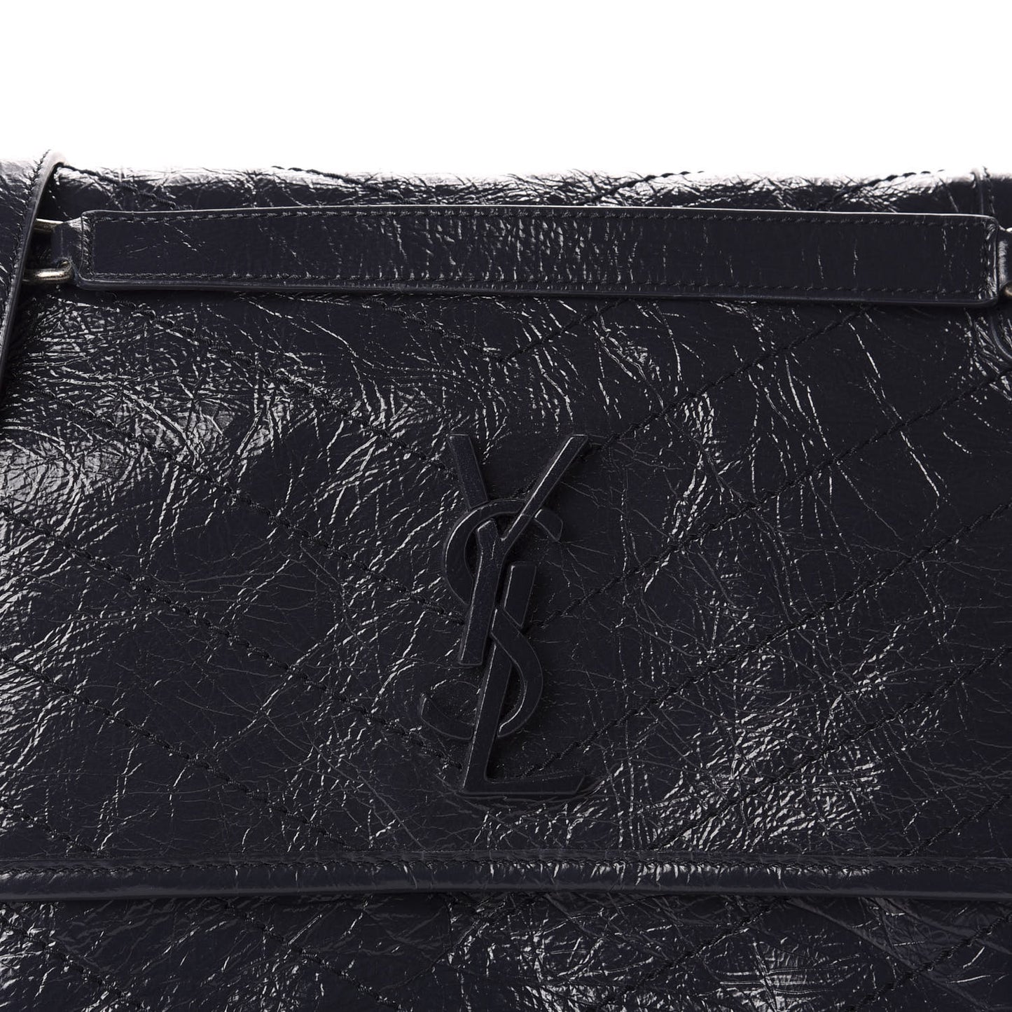 Crinkled Calfskin Matelasse Monogram Medium Niki Chain Satchel Deep Marine