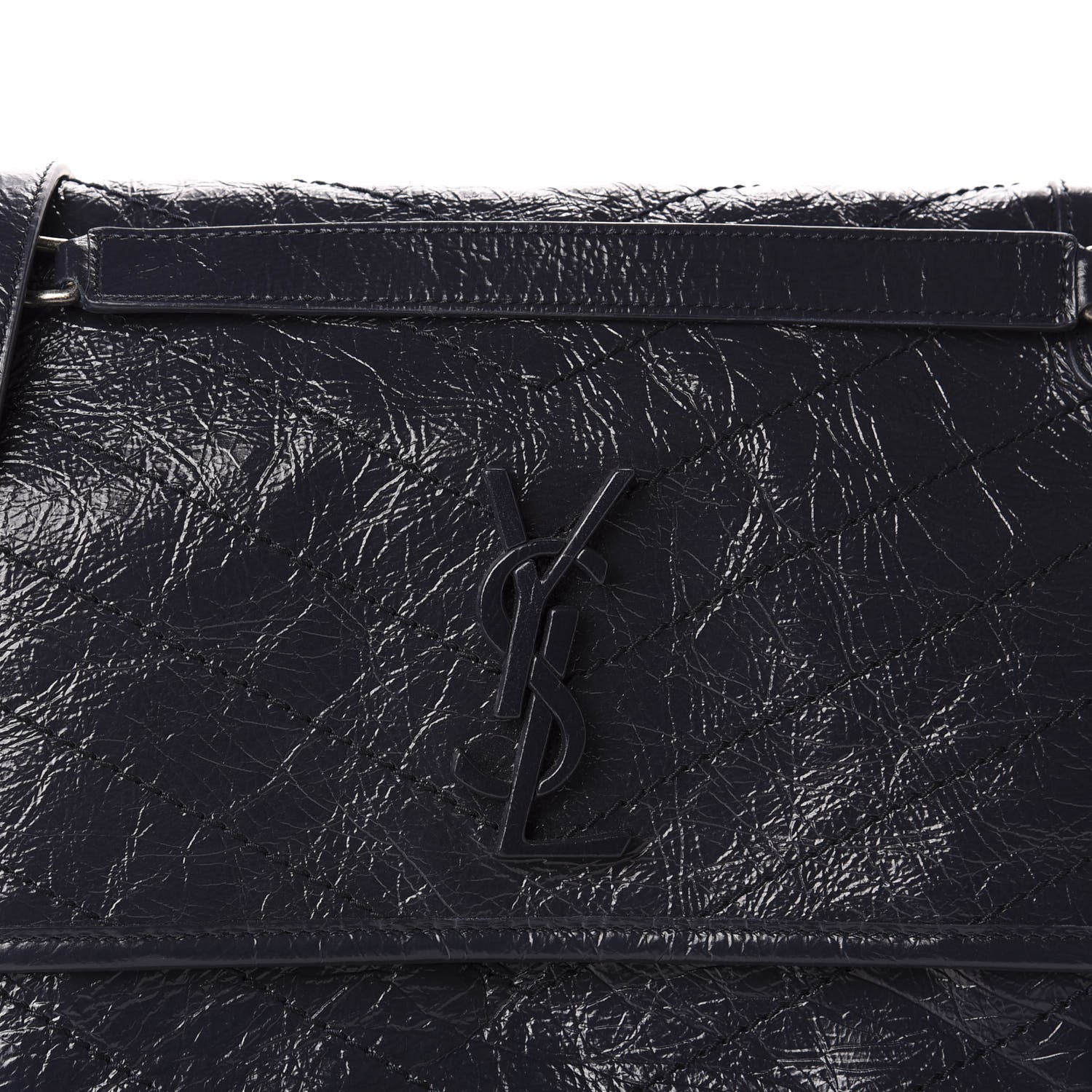 Saint Laurent Crinkled Calfskin Matelasse Monogram Medium Niki Chain Satchel Deep Marine 11 of 11